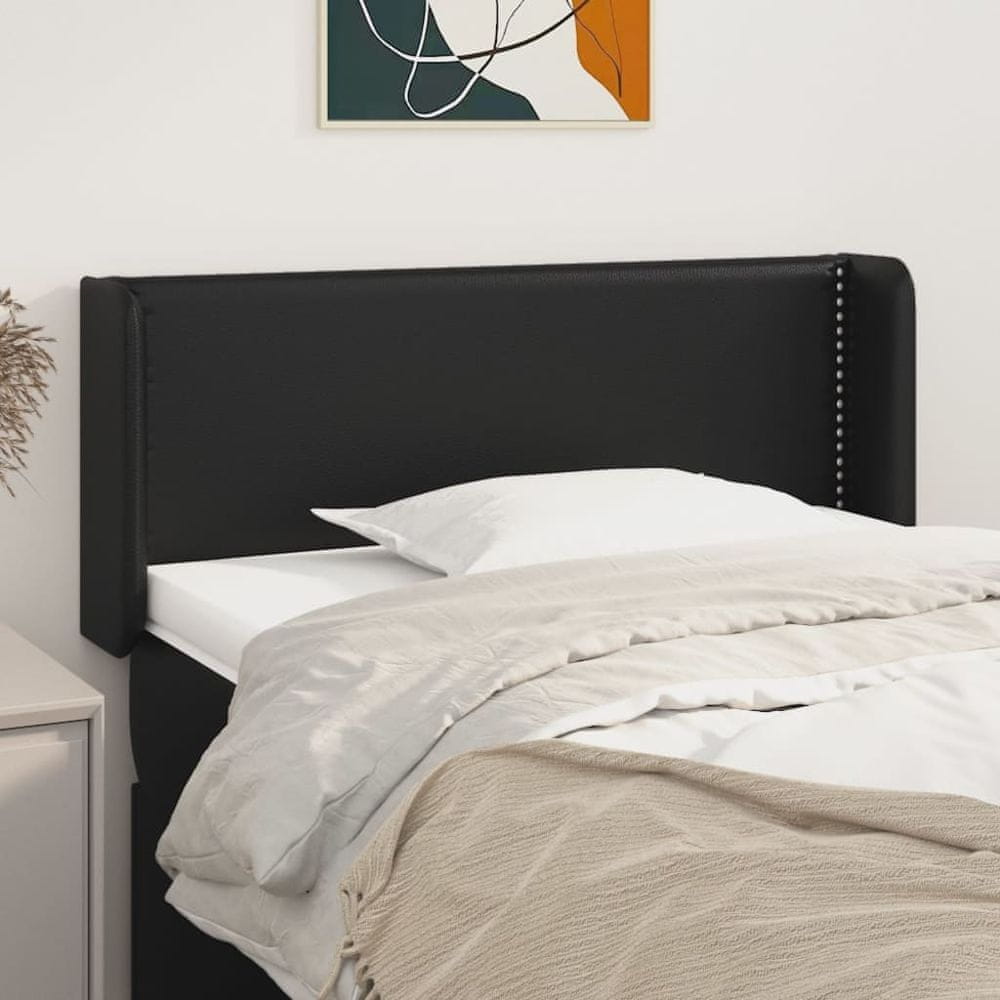 Vidaxl Čelo postele so záhybmi čierne 103x16x78/88 cm umelá koža